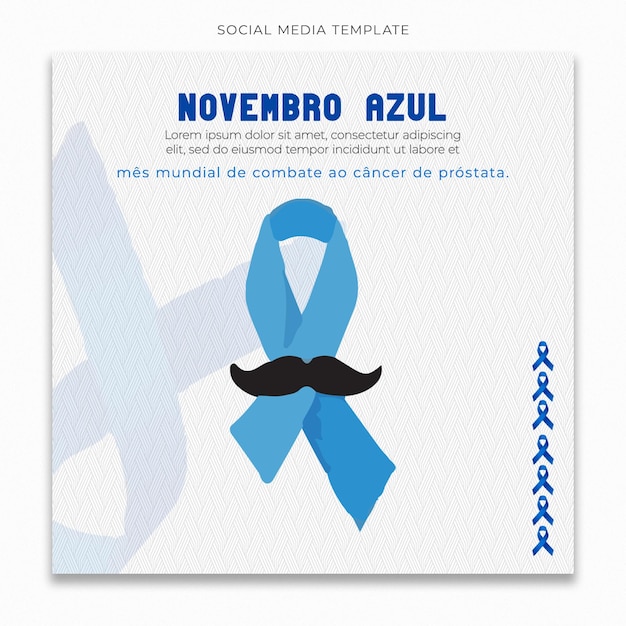 Modelo de mídia social Novembro Azul para feed de postagem do Instagram
