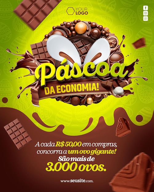 PSD modelo de mídia social ofertas de páscoa da economia