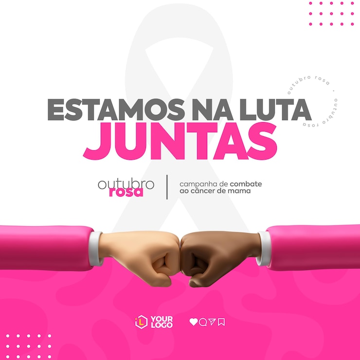 PSD modelo de mídia social outubro rosa em português para comemoração brasileira