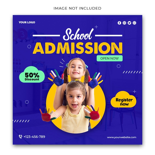 Modelo de mídia social para admissão escolar