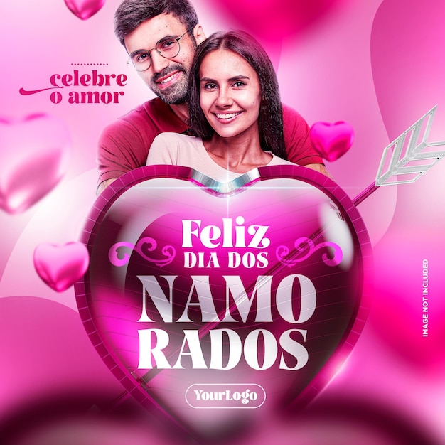 Modelo de mídia social para feliz dia dos namorados