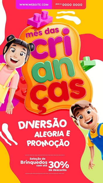 Modelo de mídia social para o dia das crianças