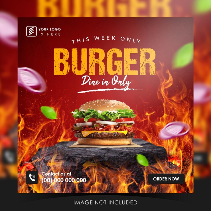 Modelo de mídia social para postagem no instagram de produtos alimentícios de hambúrguer