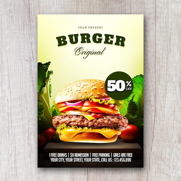 Modelo de mídia social para promoção de panfleto de hambúrguer