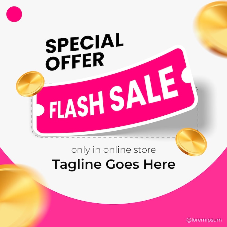 PSD modelo de mídia social promoção de venda flash com fundo branco