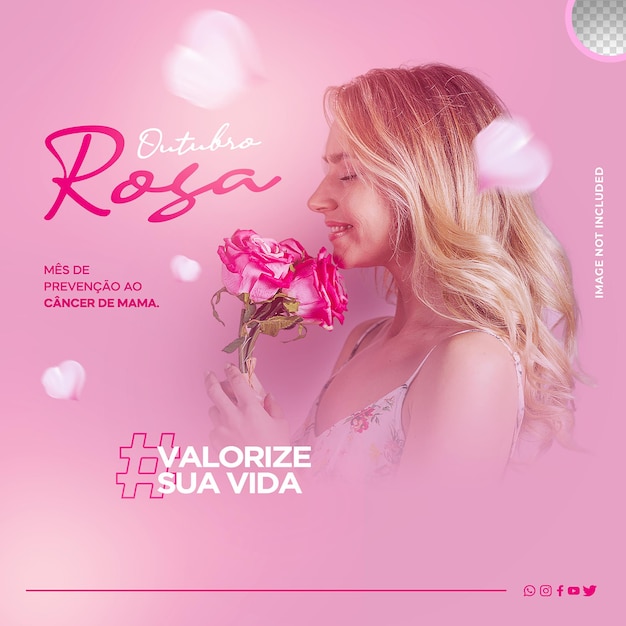 PSD modelo de mídia social psd campanha outubro rosa prevenção do câncer de mama outubro rosa no brasil