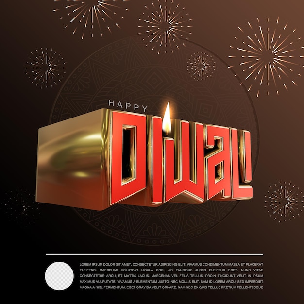 Modelo de mídia social renderizado diwali festival 3d em fundo transparente