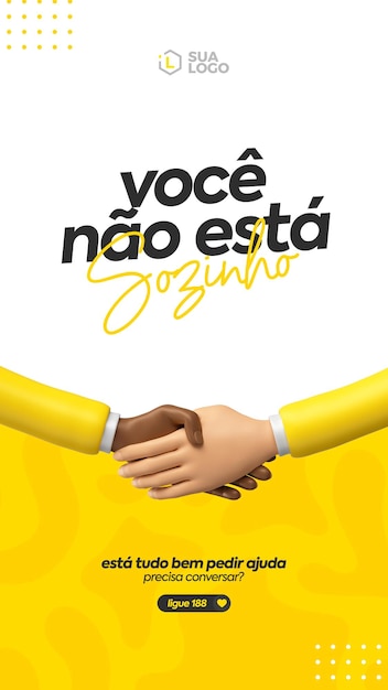 PSD modelo de mídia social setembro amarelo em português para celebração brasileira