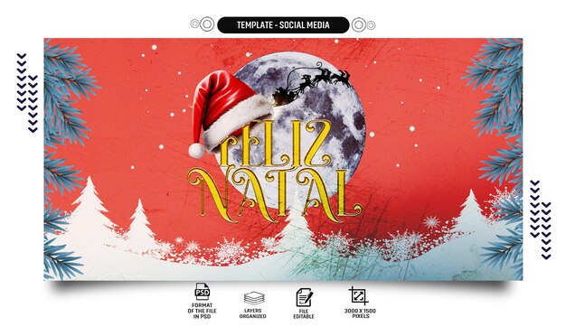 Modelo de mídia social tema de natal