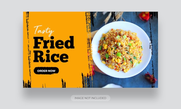 Modelo de miniatura do youtube de menu de arroz frito