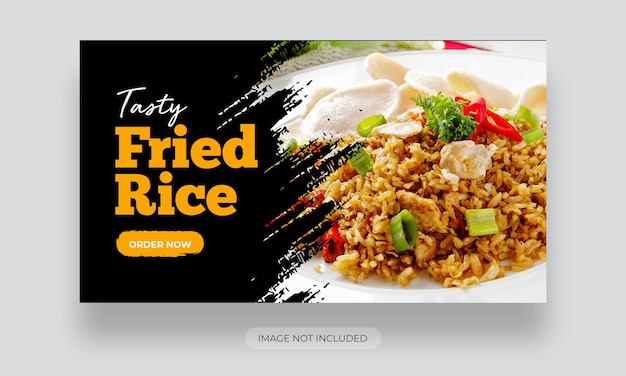 PSD modelo de miniatura do youtube de menu de arroz frito