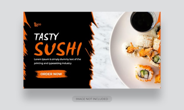 Modelo de miniatura do youtube de menu de sushi