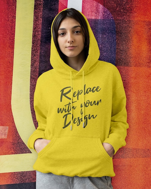 Modelo de Mockup com Capuz Personalizável