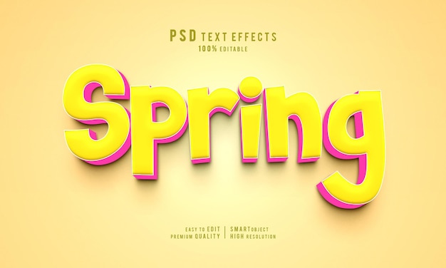 PSD modelo de mockup de efeitos de texto editáveis 3d creative spring