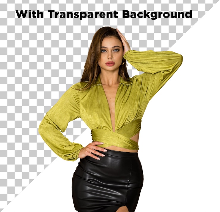 PSD modelo de moda posando em top e saia preta png psd isolado em fundo transparente