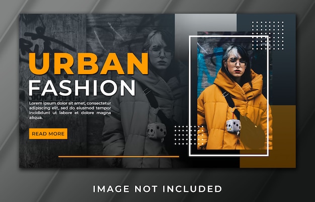 Modelo de moda urbana de banner landing page