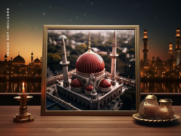 PSD modelo de moldura de foto do ramadan do psd