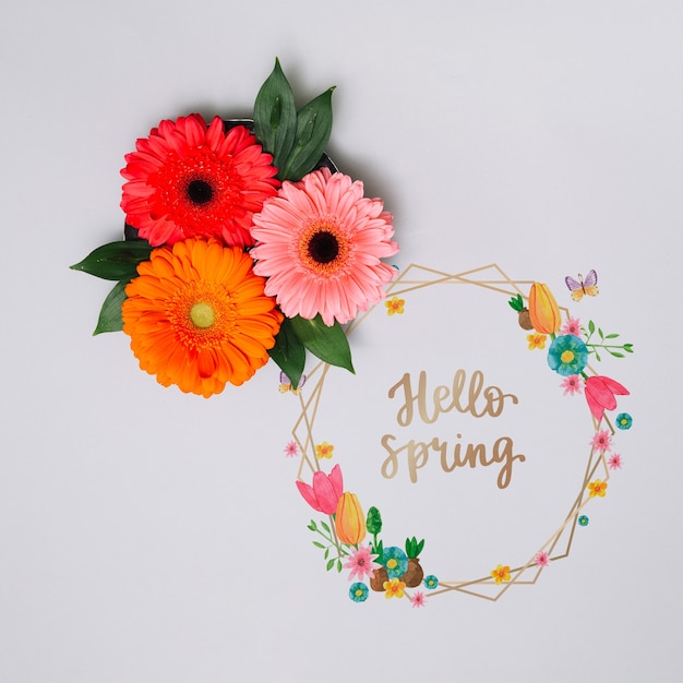 Modelo de moldura floral para a primavera