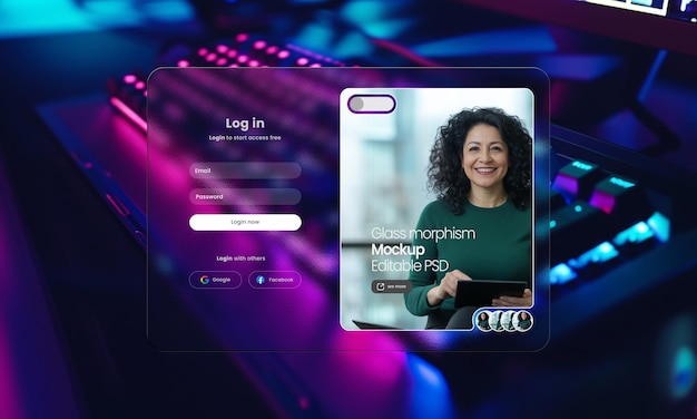 Modelo de morfismo de vidro de login da UI