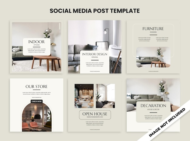 Modelo de móveis PSD coleção de banners de modelo instagram simples e elegante