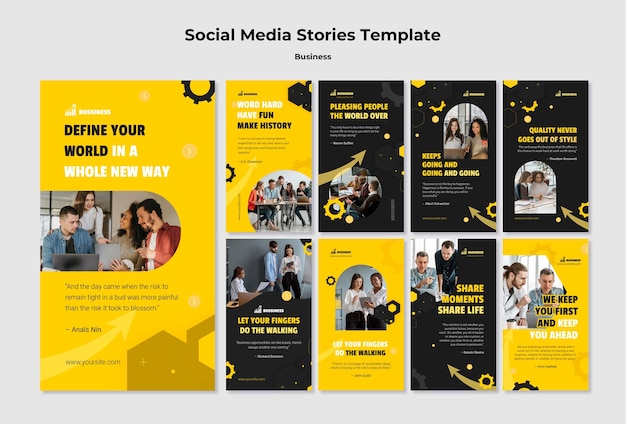 PSD modelo de negócios de histórias de instagram de design plano