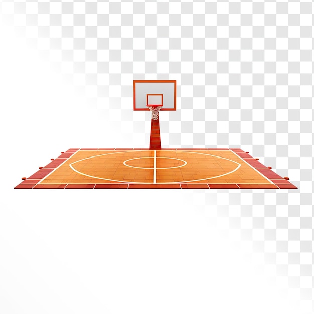 Modelo de objeto de campo de basquetebol em fundo de transparência