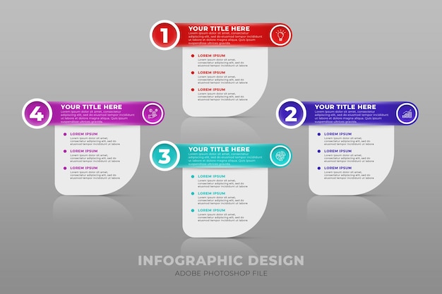 PSD modelo de opção de etapa de design de elemento infográfico