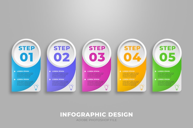 Modelo de opção de etapa de design de elemento infográfico