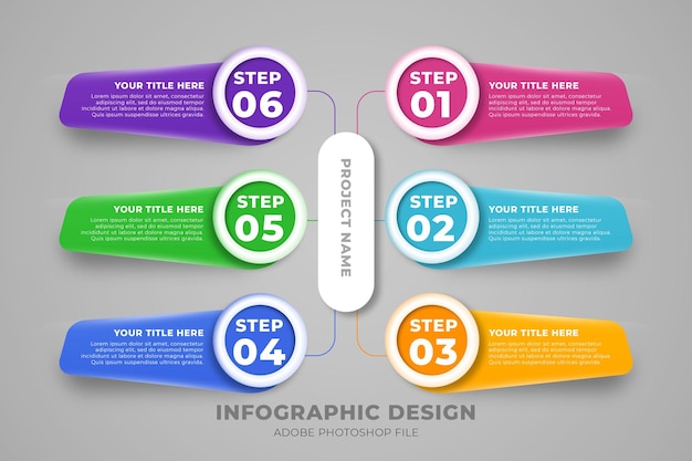 Modelo de opção de etapa de design de elemento infográfico