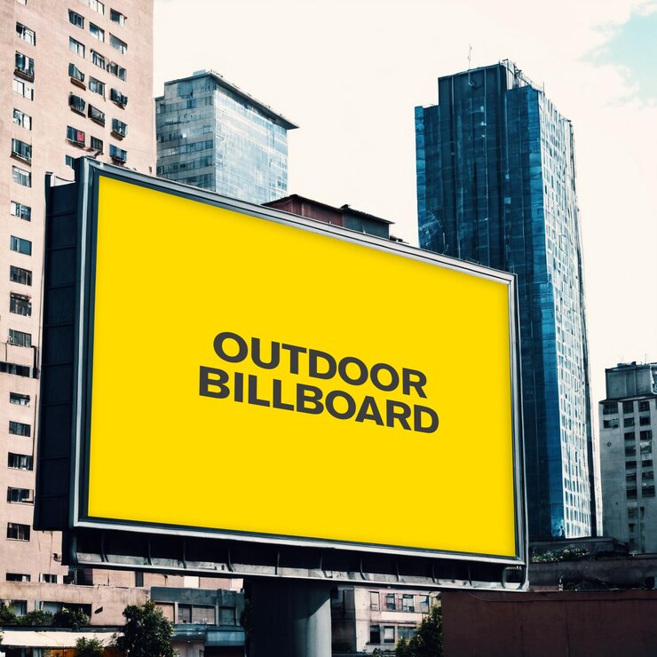 Modelo de outdoors em edifício alto na rua
