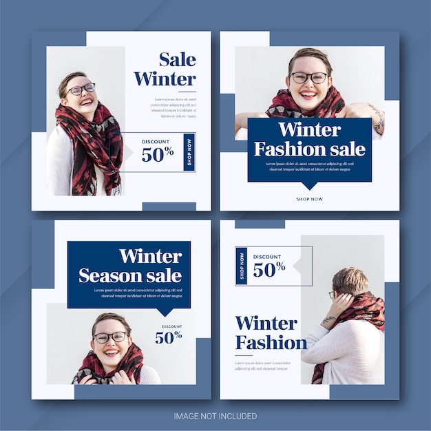 Modelo de pacote de post do instagram Fashion Winter Sale