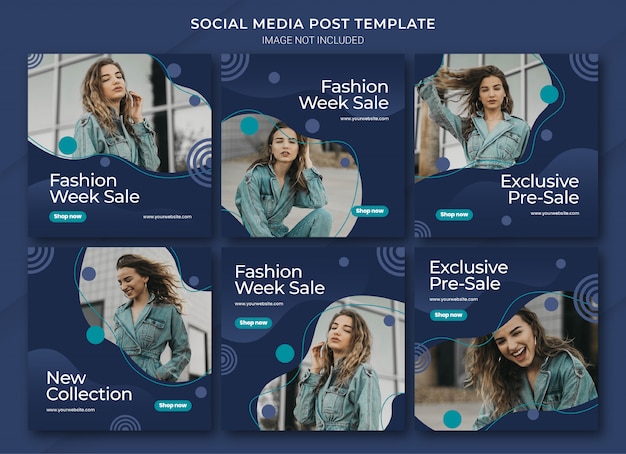 Modelo de pacote de post do instagram para compras online de moda