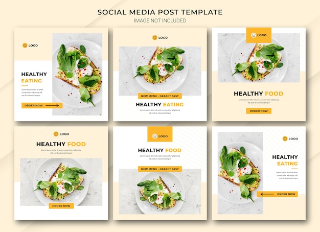 Modelo de pacote de postagem do instagram para compras online de alimentos