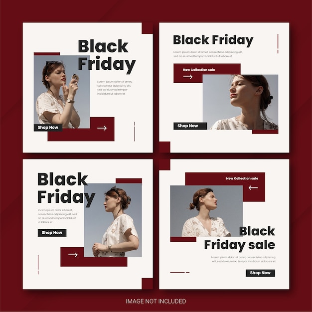 Modelo de pacote de postagens do Instagram da campanha Black Friday