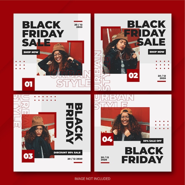 Modelo de pacote de postagens do Instagram da campanha Black Friday