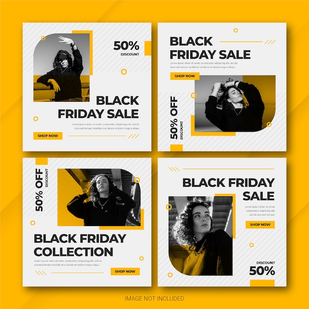 Modelo de pacote de postagens do Instagram da campanha Black Friday