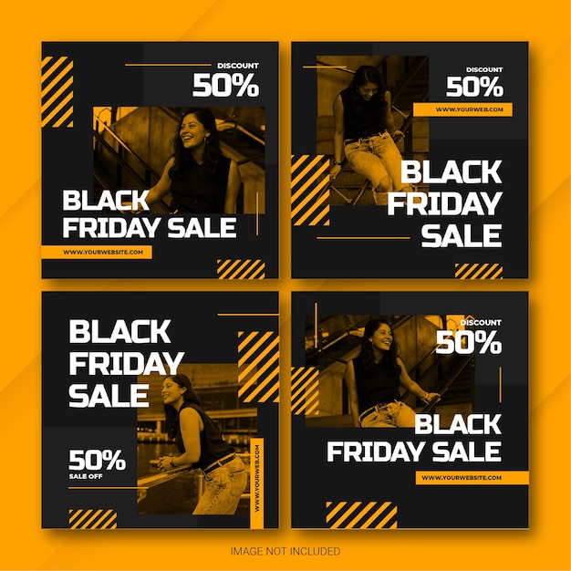 Modelo de pacote de postagens do Instagram da campanha Black Friday