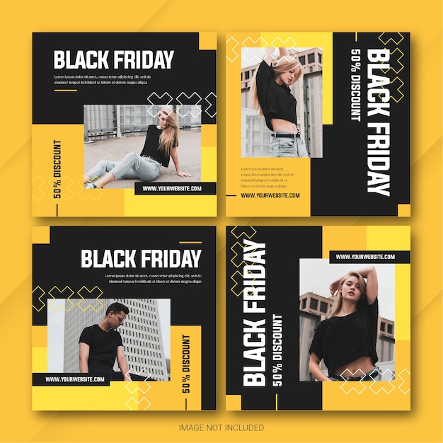 Modelo de pacote de postagens do Instagram da campanha Black Friday