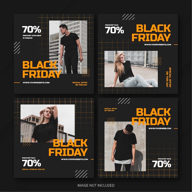 Modelo de pacote de postagens do Instagram da campanha Black Friday