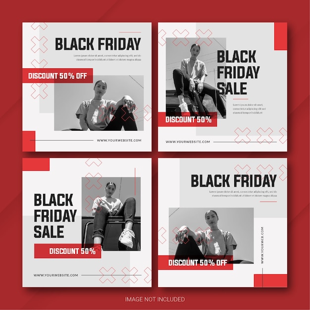 Modelo de pacote de postagens do Instagram da campanha Black Friday