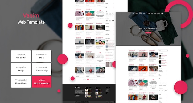 PSD modelo de página da web do blog vasim
