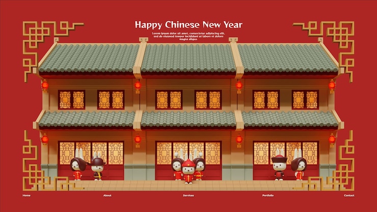 PSD modelo de página de aterrissagem do ano novo chinês do coelho