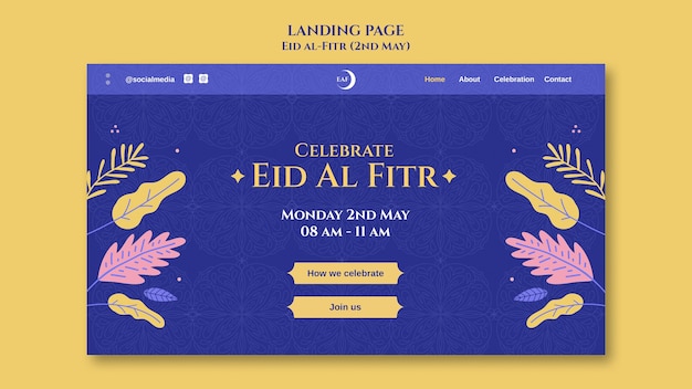 Modelo de página de destino da celebração do Eid al-fitr
