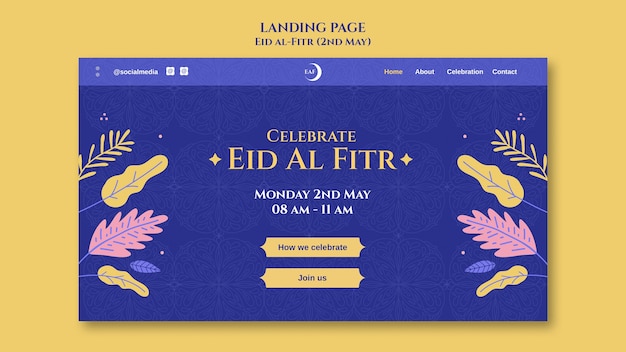 Modelo de página de destino da celebração do eid al-fitr