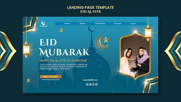 Modelo de página de destino da celebração do Eid-al fitr