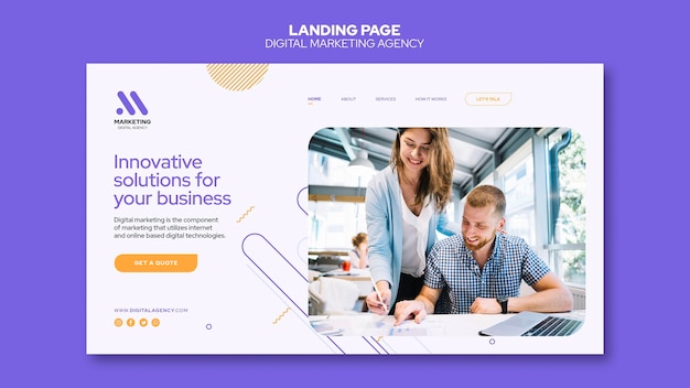 PSD modelo de página de destino de agência de marketing digital