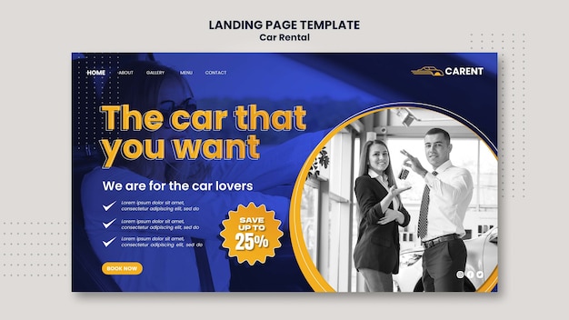 PSD modelo de página de destino de aluguel de carros