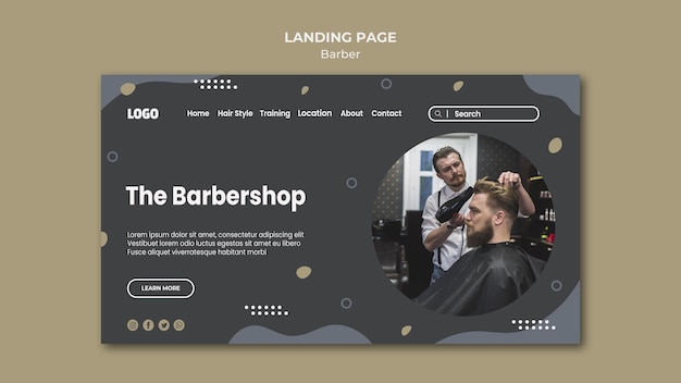 PSD modelo de página de destino de barbearia