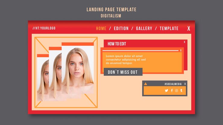PSD modelo de página de destino de digitalismo