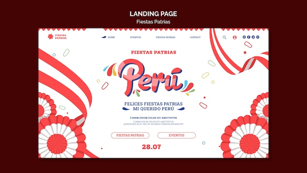 Modelo de página de destino de festas patrias com roseta